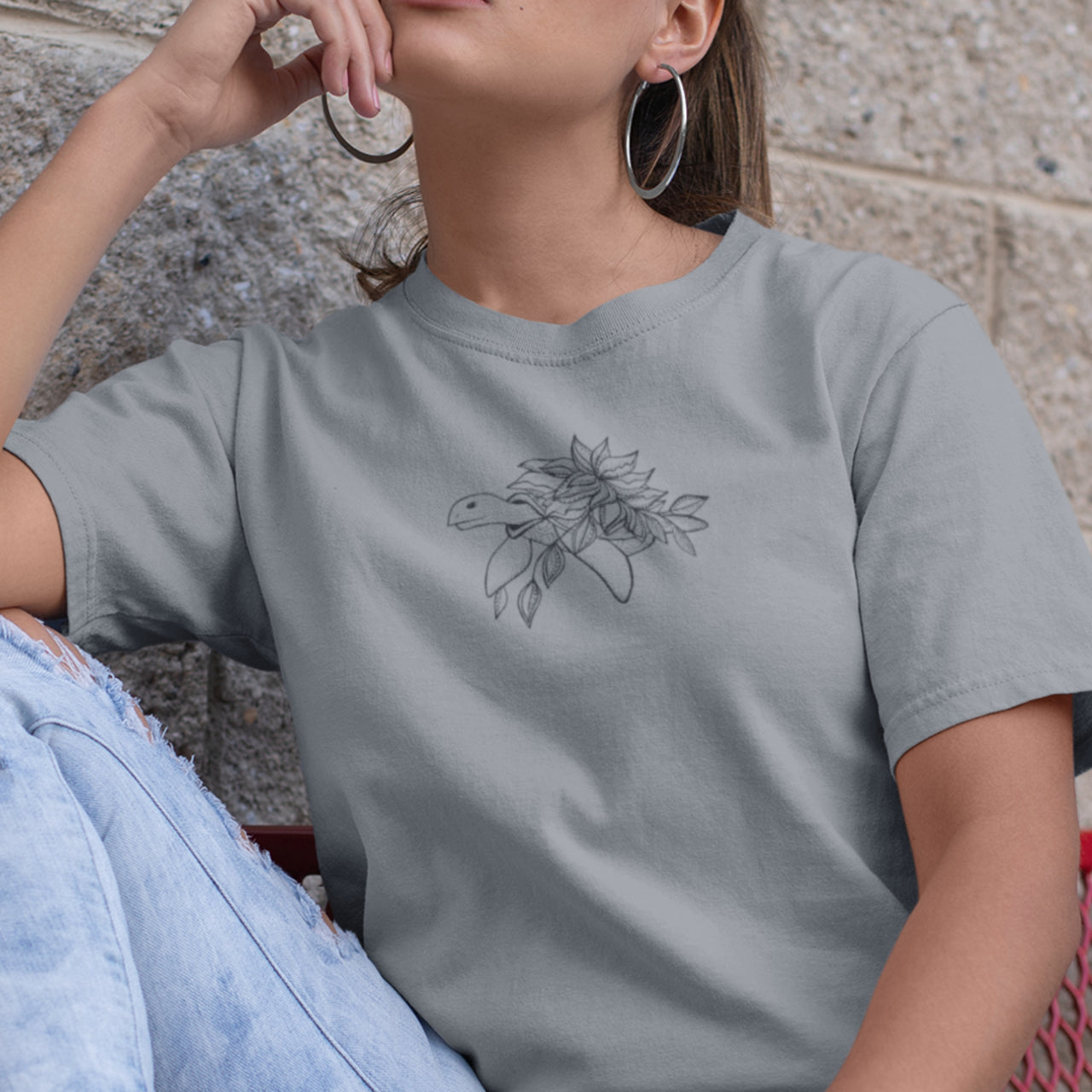 Grey Melange T-shirt Turtle