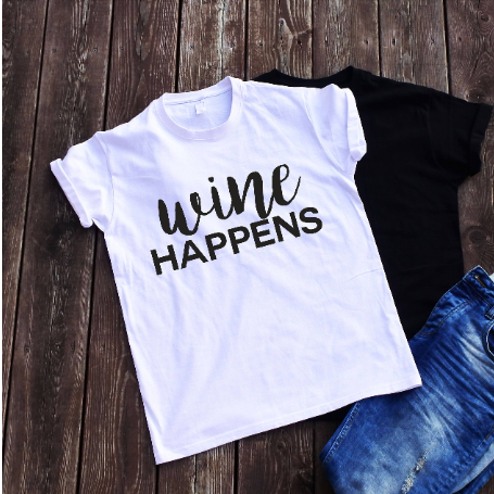 White T-shirt Wine Happens“