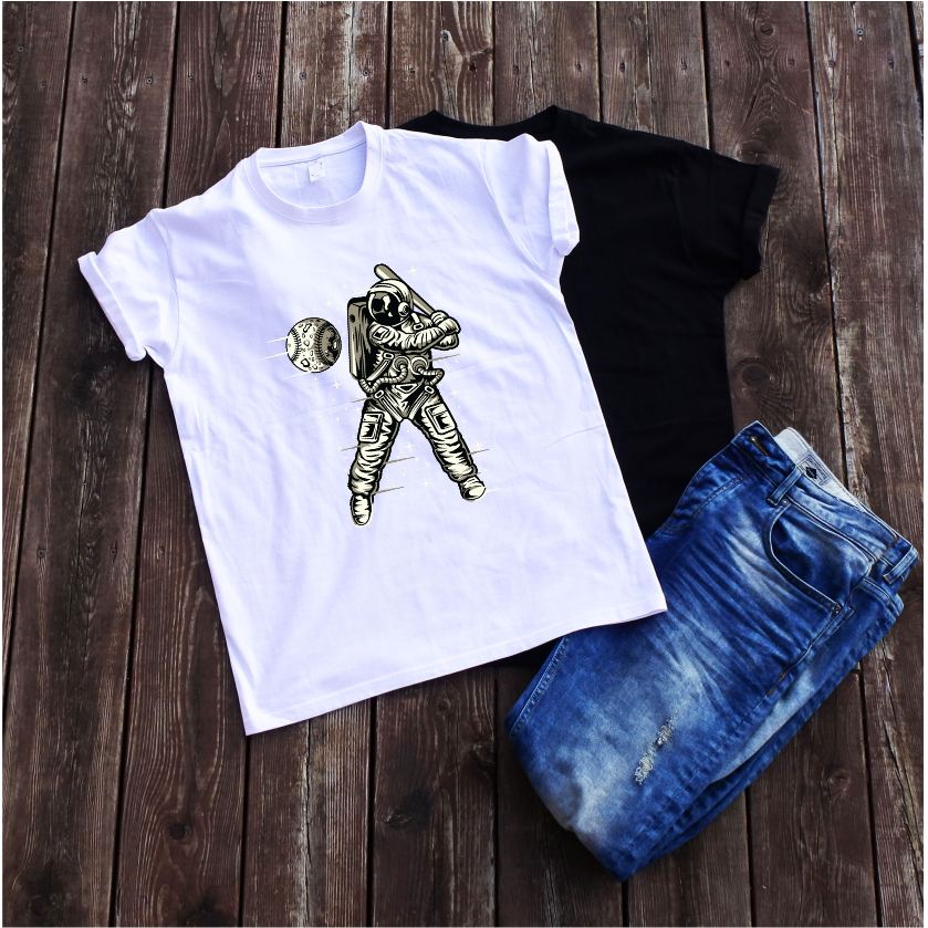 White T-shirt Space Baseball“