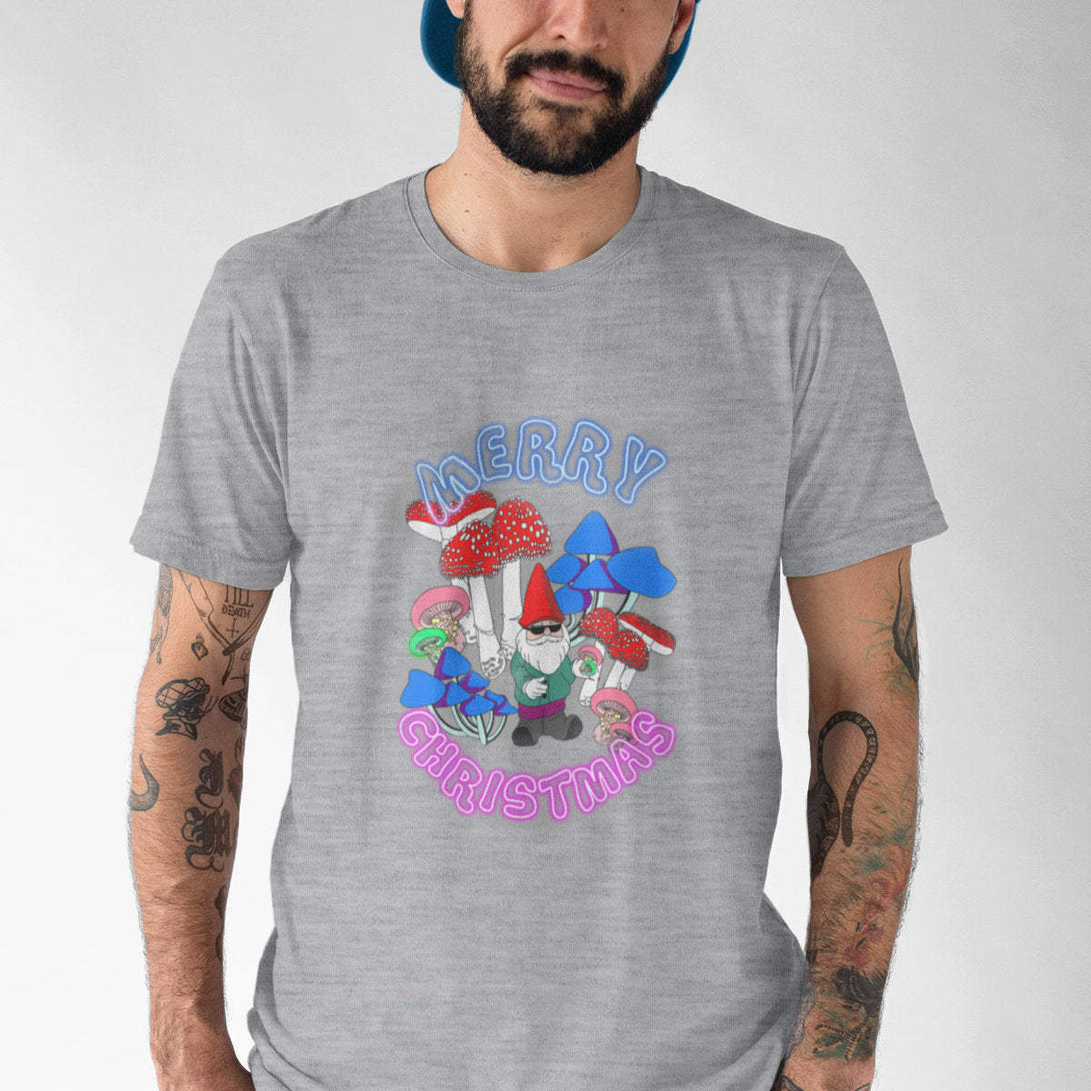 Melange grey T-shirt Neon Christmas