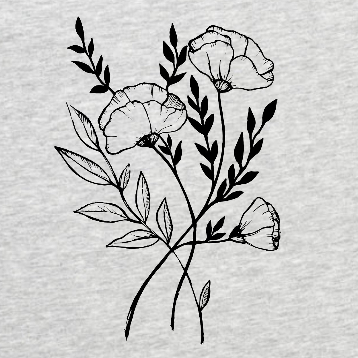 Grey Melange T-shirt Three Flowers