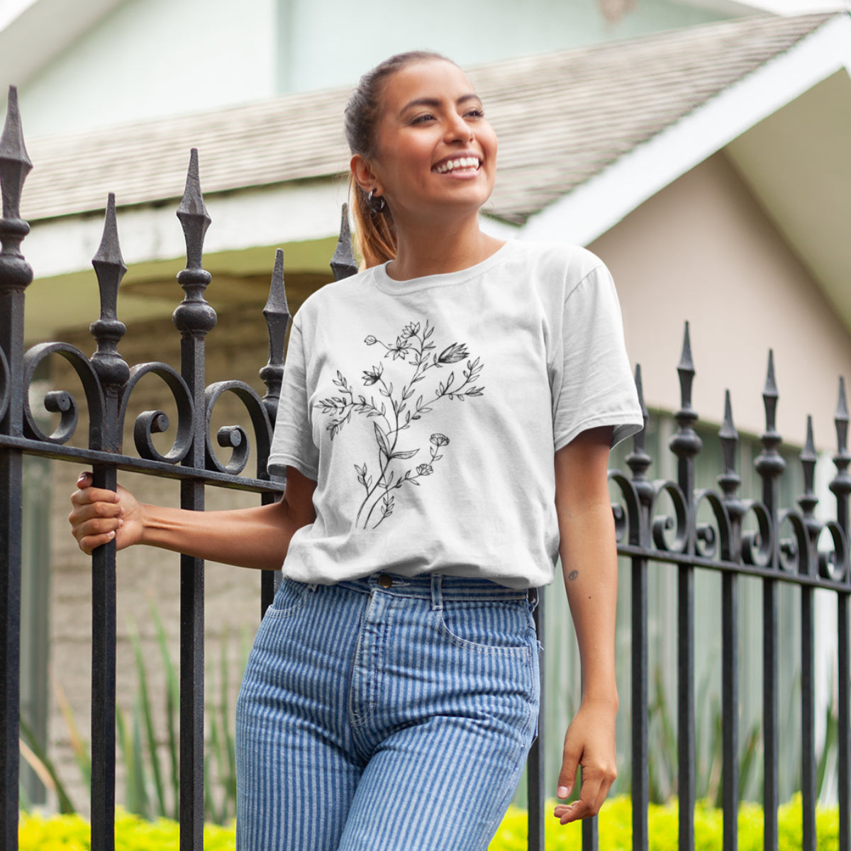 White T-shirt Flowers