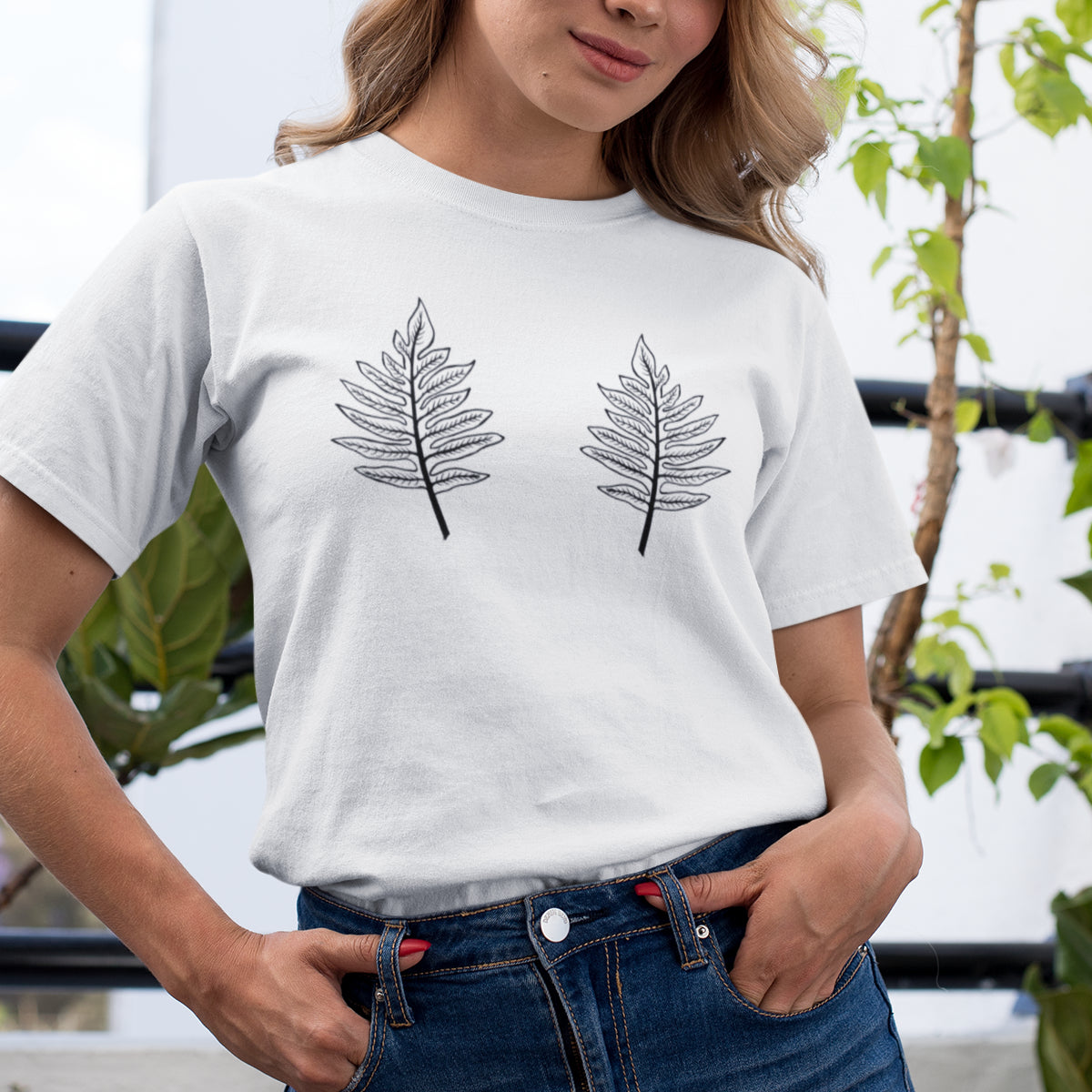 White T-shirt Two leaves