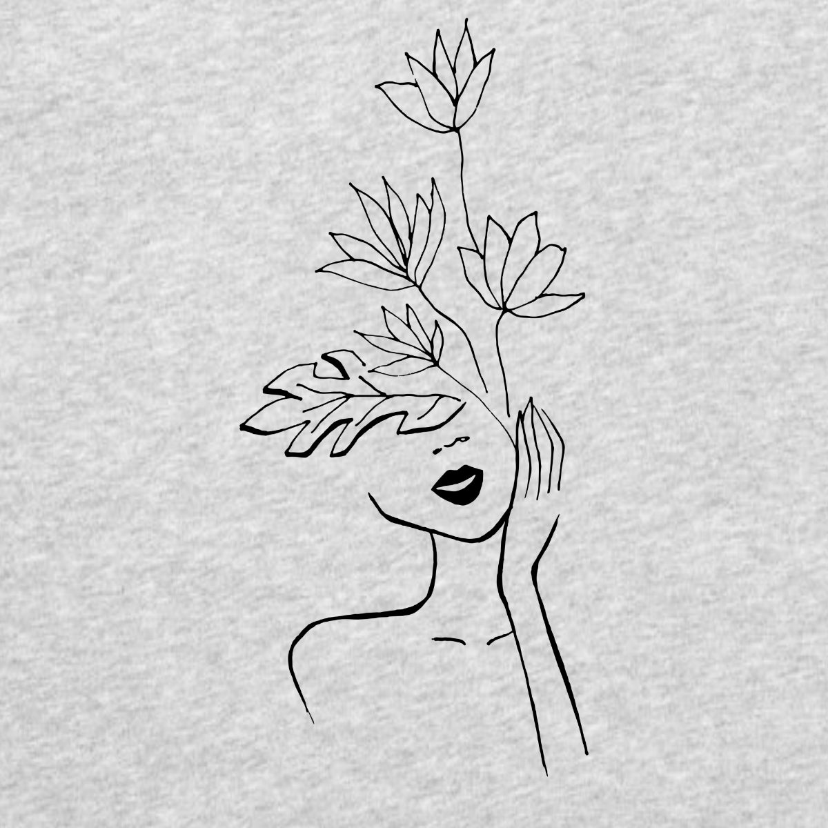 Grey-Melange T-shirt Girl with flowers