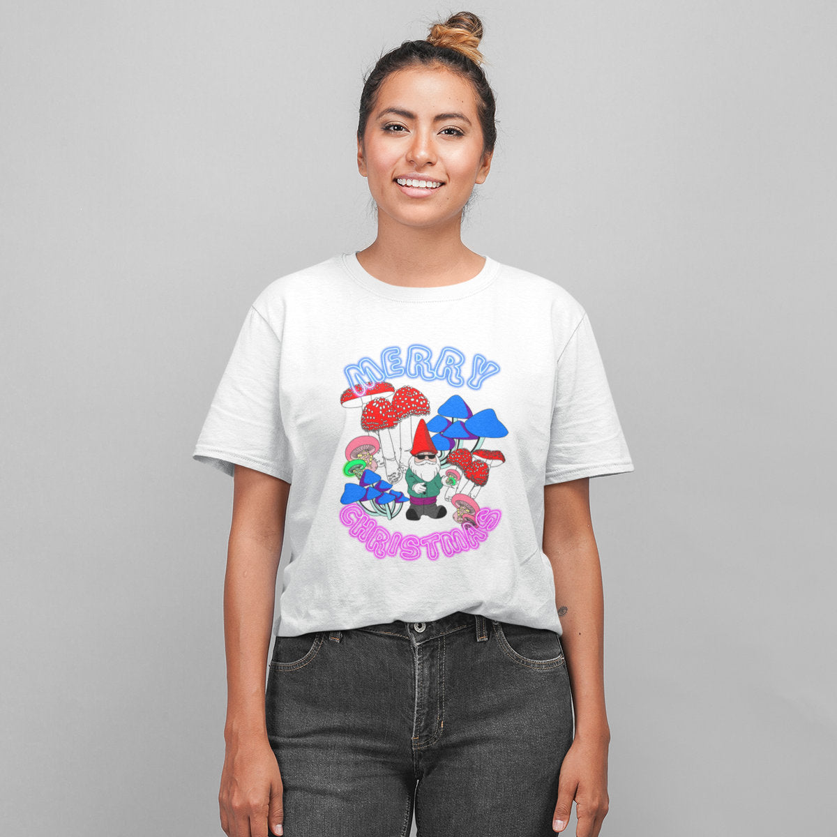 White T-shirt Neon Christmas