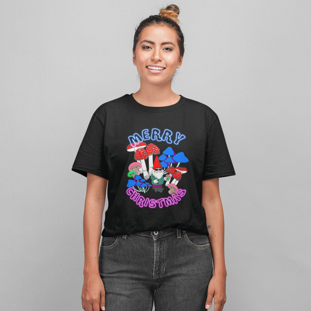 Black T-shirt Neon Christmas