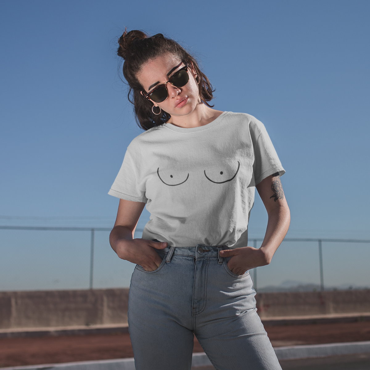 Grey Melange T-shirt Boobs