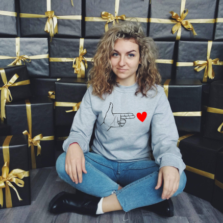 Grey Melange Sweatshirt Straight To A Heart