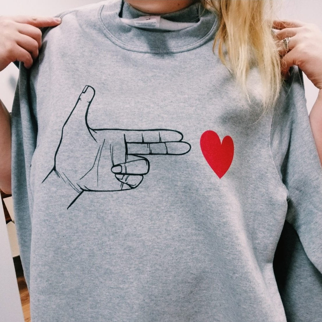 Grey Melange Sweatshirt Straight To A Heart