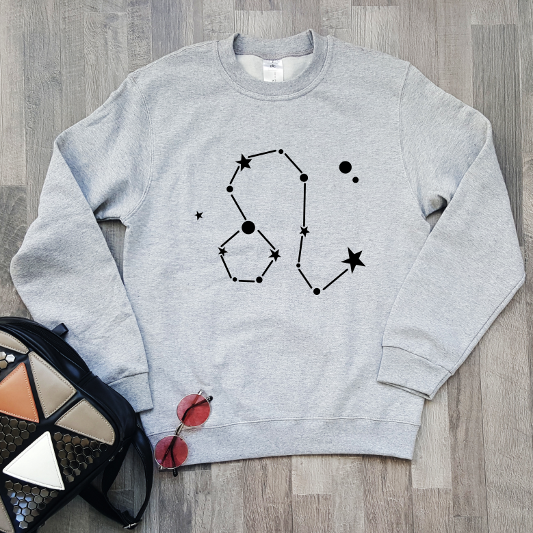 Grey Melange Sweatshirt Zodiac Leo