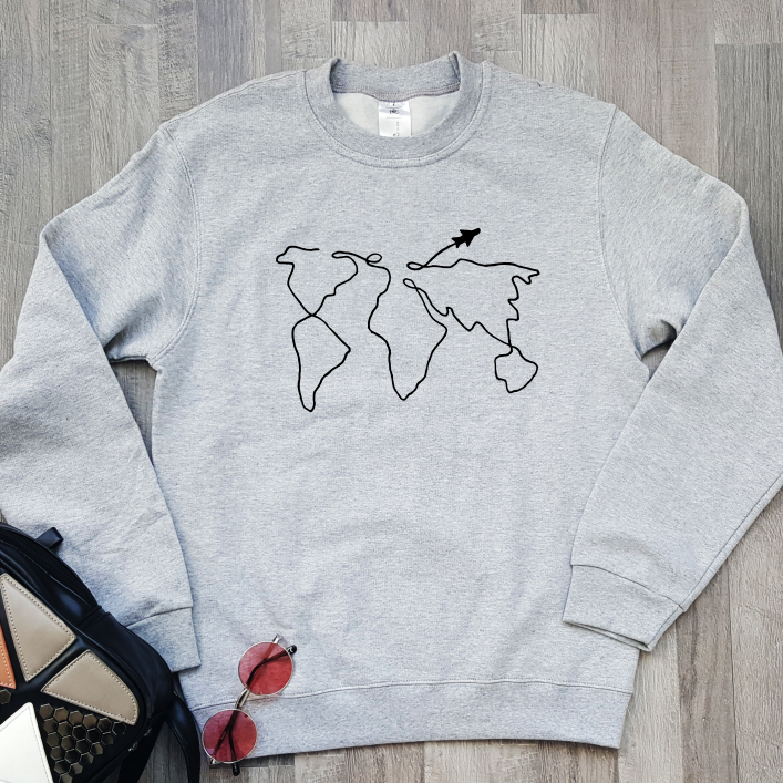 Grey Melange Sweatshirt Zodiac For A Traveler