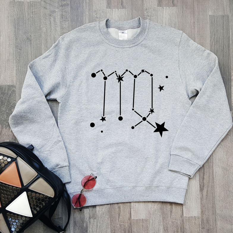 Grey Melange Sweatshirt Zodiac Virgo