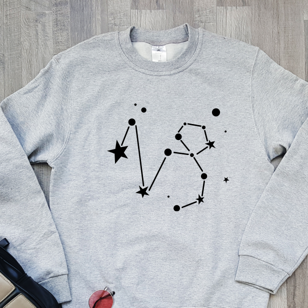 Grey Melange Sweatshirt Zodiac Capricorn