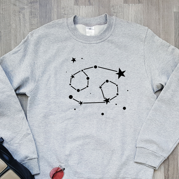 Grey Melange Sweatshirt Zodiac Cancer