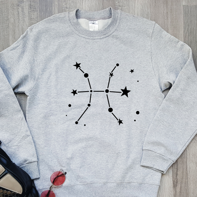 Grey Melange Sweatshirt Zodiac Pisces