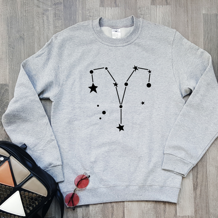 Grey Melange Sweatshirt Zodiac Aries