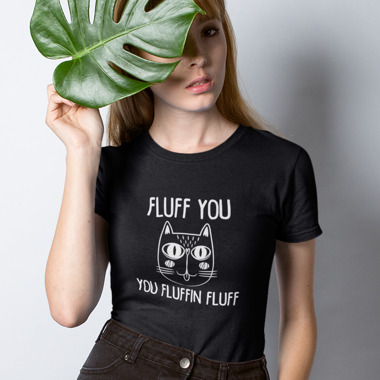 Women's Black T-shirt Fluff You