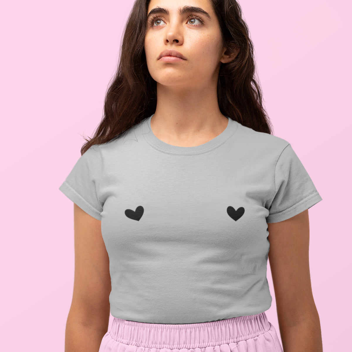 Grey-Melange T-shirt Hearts