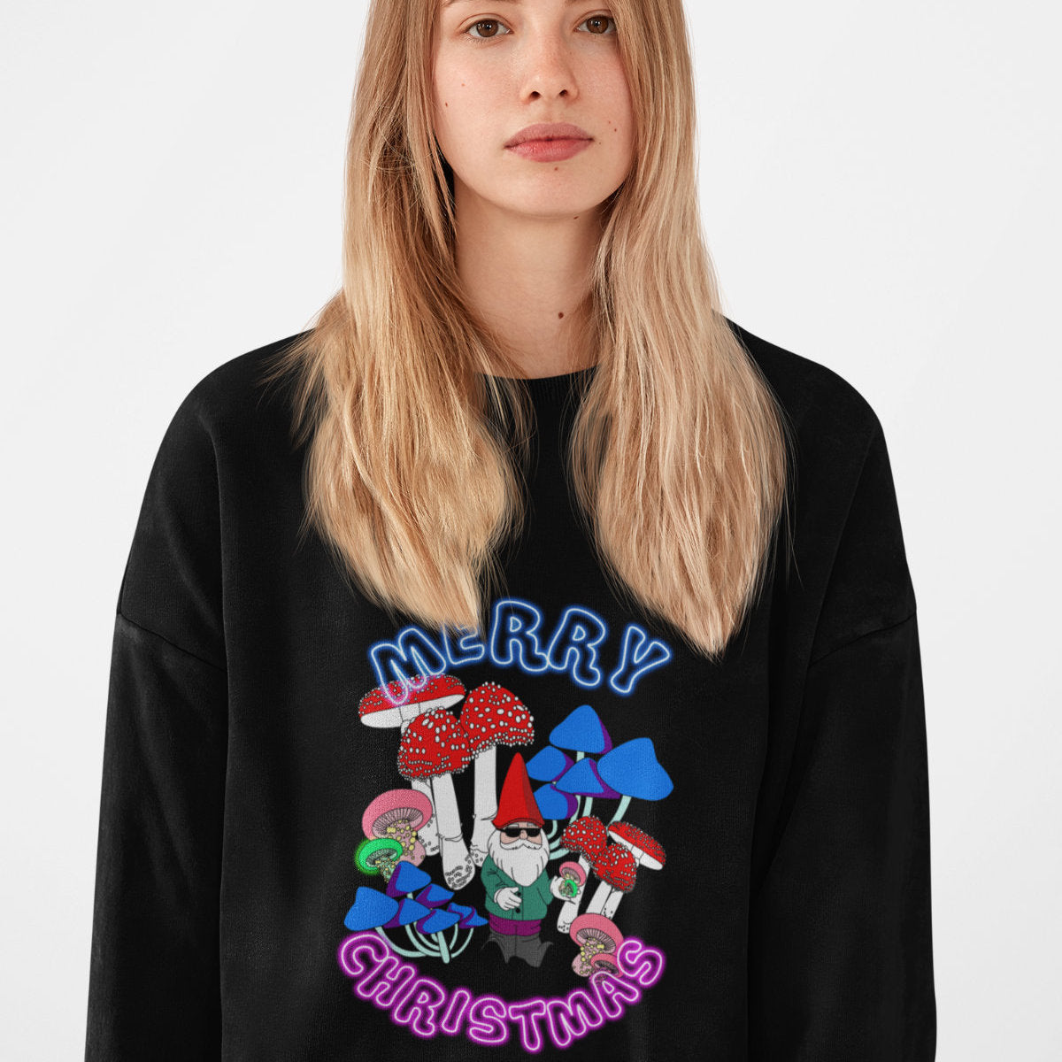 Black Sweatshirt Neon Christmas