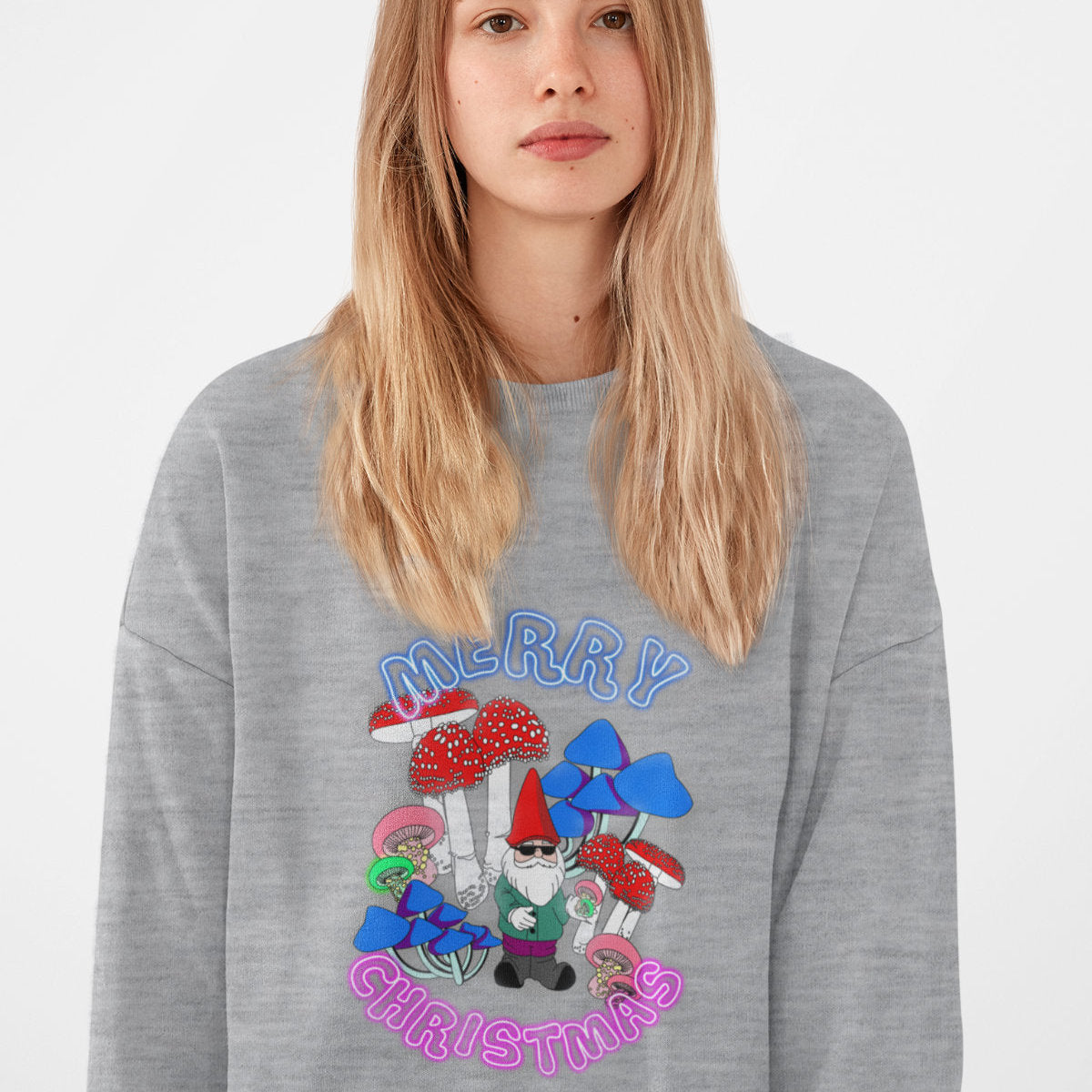 Melange grey Sweatshirt Neon Christmas