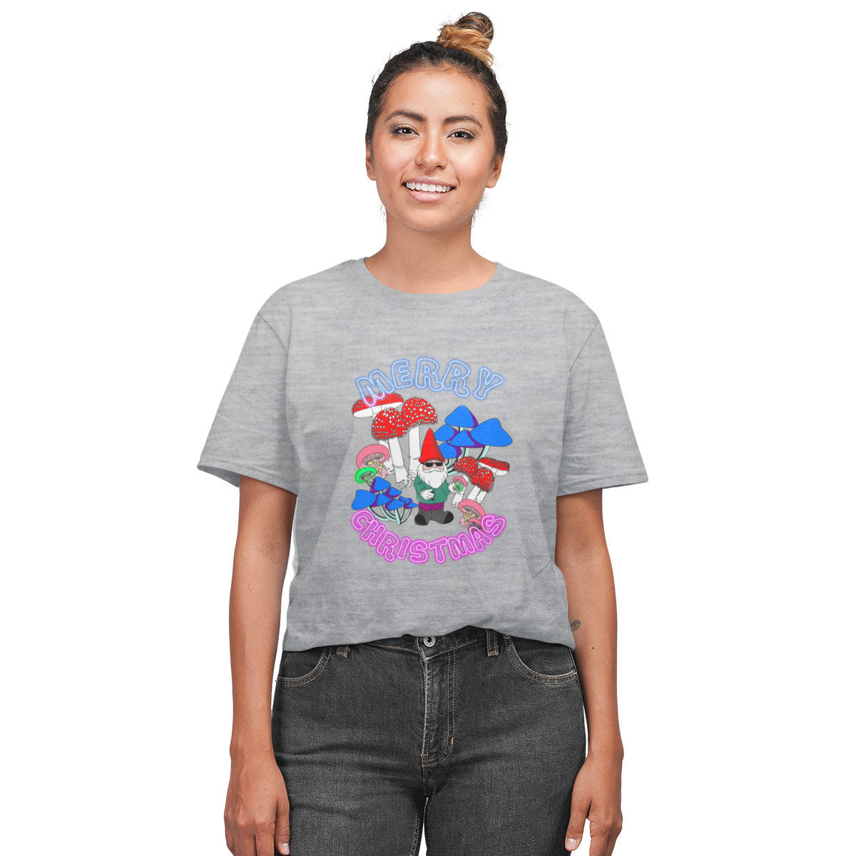 Melange grey T-shirt Neon Christmas