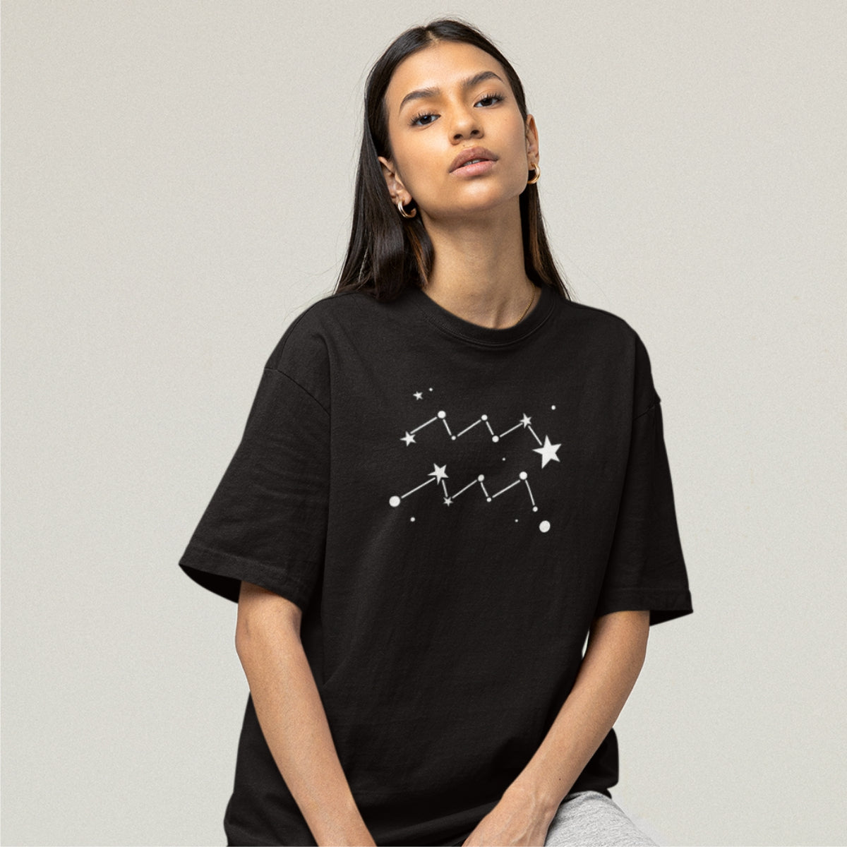 Black T-shirt Zodiac Aquarius