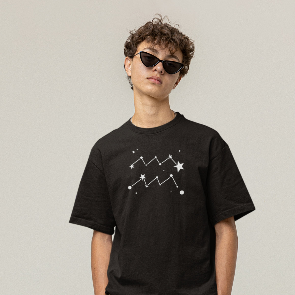 Black T-shirt Zodiac Aquarius