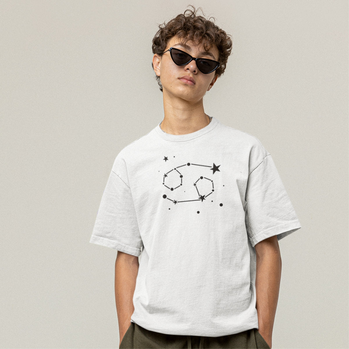 White T-shirt Zodiac Cancer